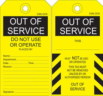 Cirlock Out of Service Tag 
